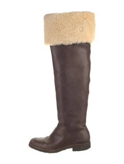 Pre-owned Michael Kors Leather Riding Boots In Brown