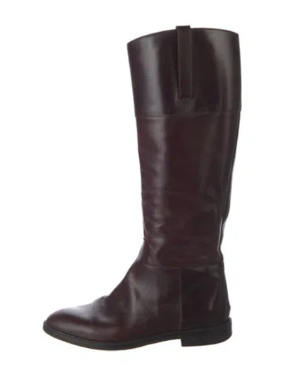 Pre-owned Michael Kors Leather Riding Boots In Burgundy