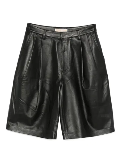 Michael Kors Leather Shorts In Black
