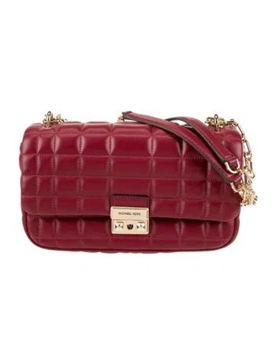 Pre-owned Michael Kors Leather Shoulder Bag In Burgundy