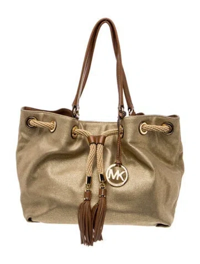Pre-owned Michael Kors Leather Shoulder Bag In Gold