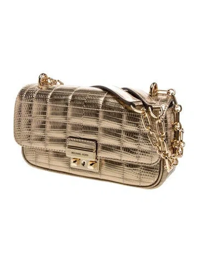 Pre-owned Michael Kors Leather Shoulder Bag In Gold