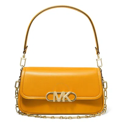 Michael Kors Leather Shoulder Bag In Gold Tone