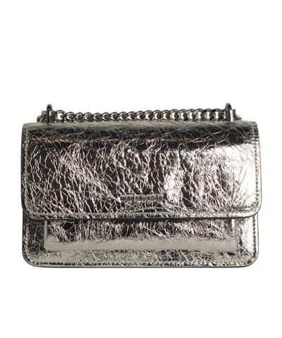 Michael Kors Leather Shoulder Bag In Silver