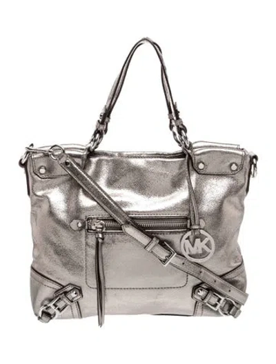 Pre-owned Michael Kors Leather Shoulder Bag In Gray