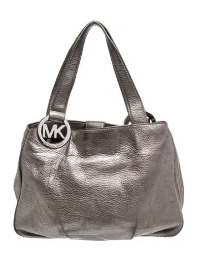 Pre-owned Michael Kors Leather Shoulder Bag In Gray
