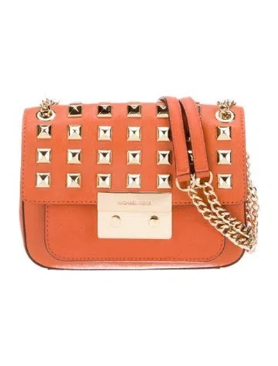 Pre-owned Michael Kors Leather Shoulder Bag In Orange