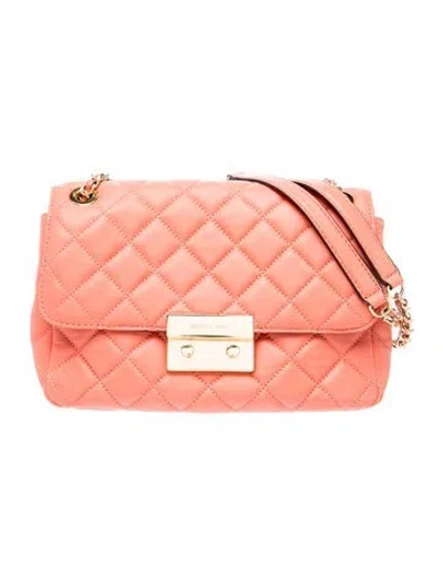 Pre-owned Michael Kors Leather Shoulder Bag In Orange