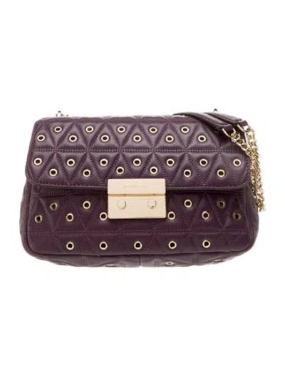 Pre-owned Michael Kors Leather Shoulder Bag In Purple