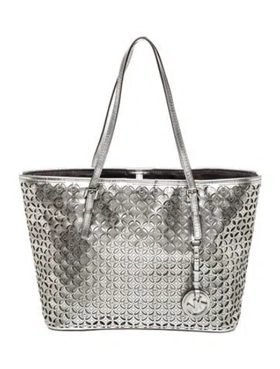 Pre-owned Michael Kors Leather Shoulder Bag In Silver