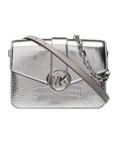 Pre-owned Michael Kors Leather Shoulder Bag In Silver