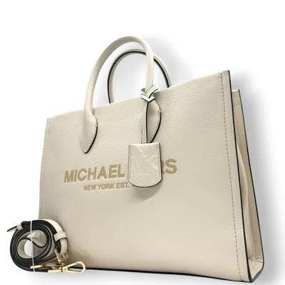 Pre-owned Michael Kors Leather Shoulder Bag Tote Bag () In White