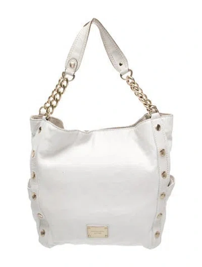 Pre-owned Michael Kors Leather Shoulder Bag In White