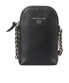 Michael Kors Michael  Jet Set Charm North South Chain Leather Phone Crossbody In Black