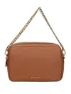 Michael Kors Leather Shoulder Bag With Chain Strap In Brown