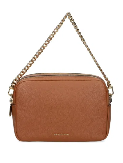 Michael Kors Leather Shoulder Bag With Chain Strap In Brown
