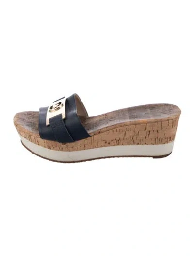 Pre-owned Michael Kors Leather Slides In Blue