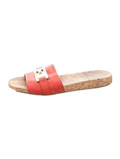 Pre-owned Michael Kors Leather Slides In Red