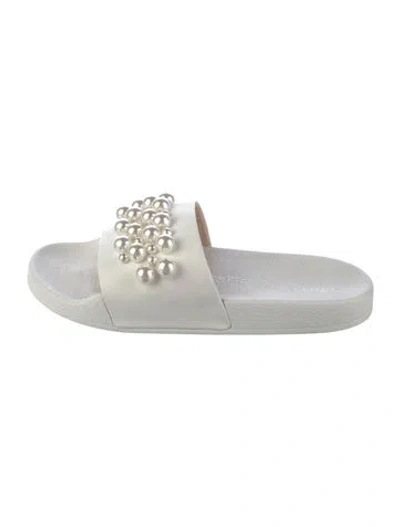 Pre-owned Michael Kors Leather Slides In White
