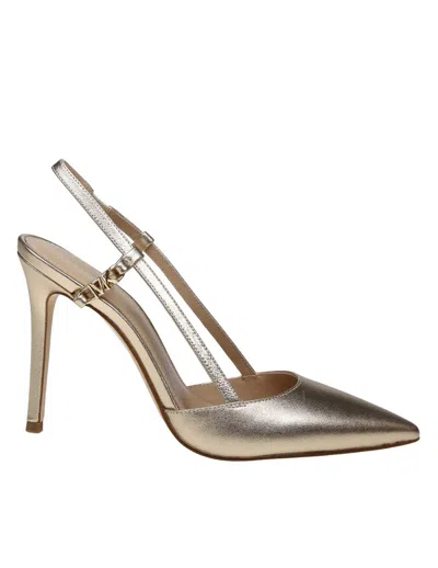 Michael Kors Leather Sling Pump In Pale Gold