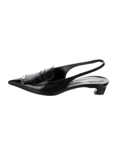 Pre-owned Michael Kors Leather Slingback Flats In Black