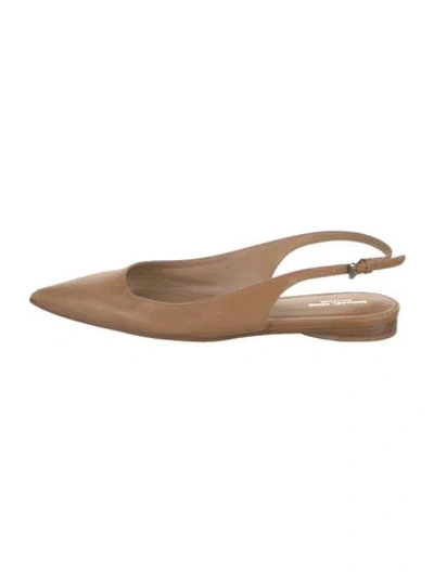 Pre-owned Michael Kors Leather Slingback Flats In Brown
