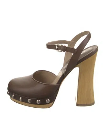 Pre-owned Michael Kors Leather Slingback Pumps In Brown