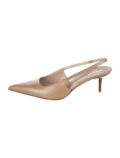 Pre-owned Michael Kors Leather Slingback Pumps In Neutral