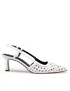Michael Kors Alora Grommeted Leather Slingback Pump In Optic White