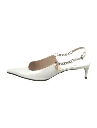 Pre-owned Michael Kors Leather Slingback Pumps In White