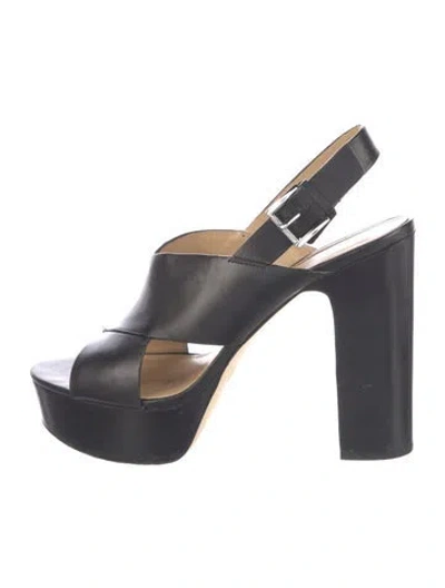 Pre-owned Michael Kors Leather Slingback Sandals In Blue