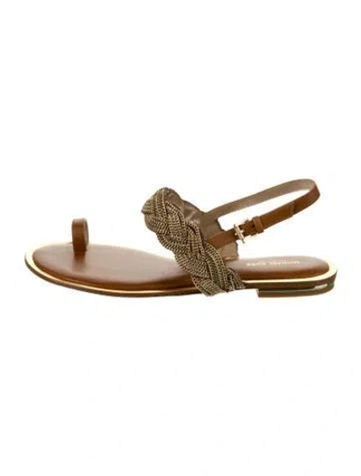 Pre-owned Michael Kors Leather Slingback Sandals In Brown