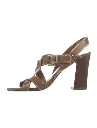 Pre-owned Michael Kors Leather Slingback Sandals In Brown