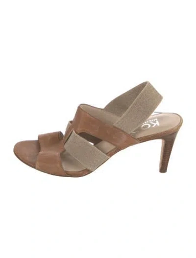 Pre-owned Michael Kors Leather Slingback Sandals In Neutral