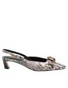 Michael Kors Jaden Kitten Slingbacks In Python-effect Leather In Multi