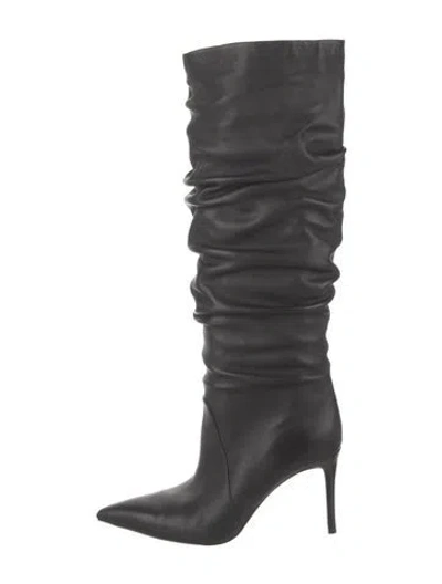 Pre-owned Michael Kors Leather Slouch Boots In Black