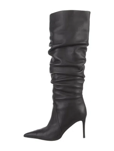 Pre-owned Michael Kors Leather Slouch Boots In Black