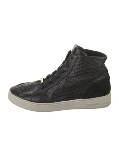 Pre-owned Michael Kors Leather Sneakers In Black