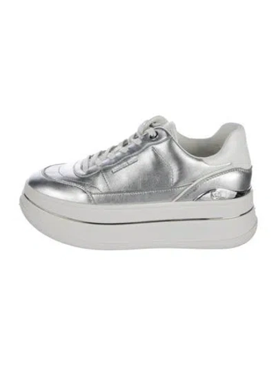 Pre-owned Michael Kors Leather Sneakers In Gray