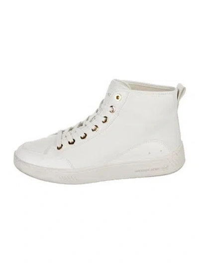 Pre-owned Michael Kors Leather Sneakers In White
