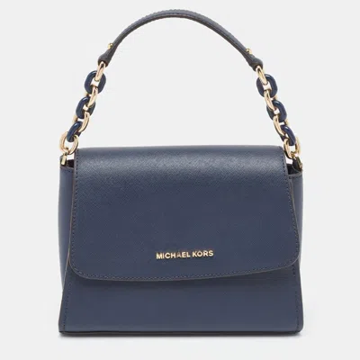 Michael Kors Leather Sofia East West Top Handle Bag In Blue