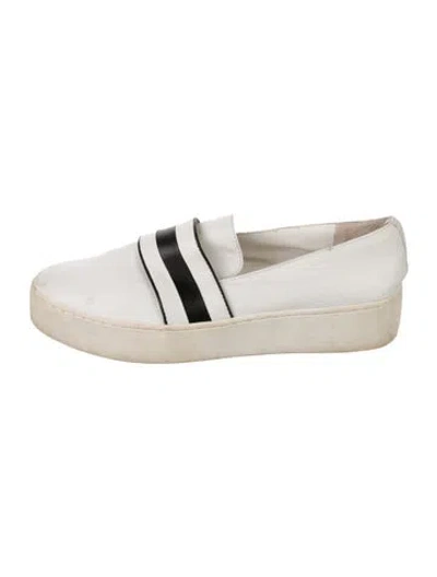 Pre-owned Michael Kors Leather Striped Sneakers In White