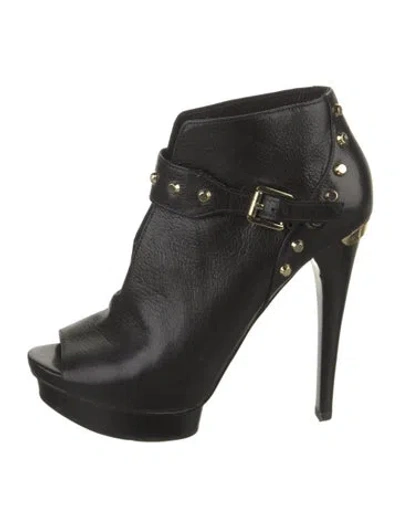 Pre-owned Michael Kors Leather Studded Accents Boots In Black