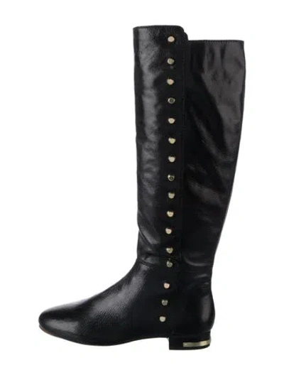 Pre-owned Michael Kors Leather Studded Accents Boots In Black