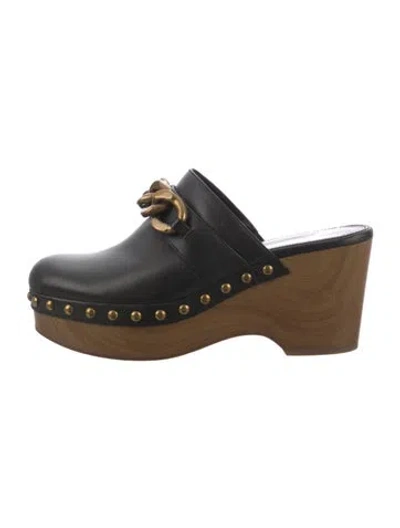 Pre-owned Michael Kors Leather Studded Accents Mules In Black