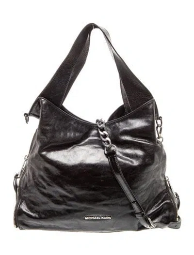 Pre-owned Michael Kors Leather Top Handle Bag In Black