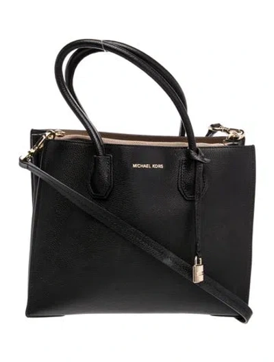 Pre-owned Michael Kors Leather Top Handle Bag In Black
