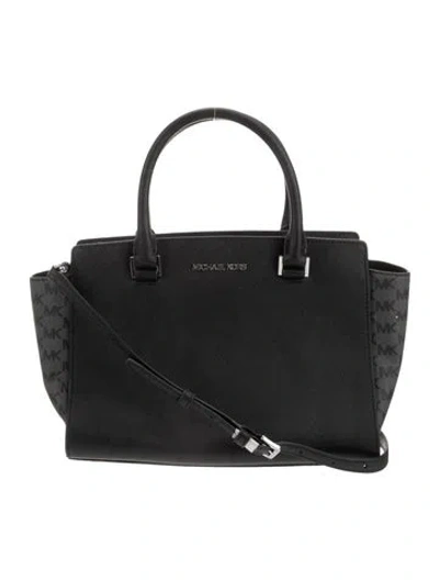 Pre-owned Michael Kors Leather Top Handle Bag In Black