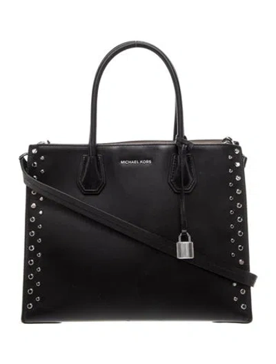 Pre-owned Michael Kors Leather Top Handle Bag In Black