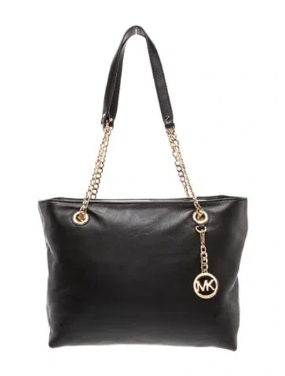 Pre-owned Michael Kors Leather Top Handle Bag In Black